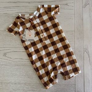 NWT Kate Quinn Bamboo Gingham Shortie Button Jumpsuit